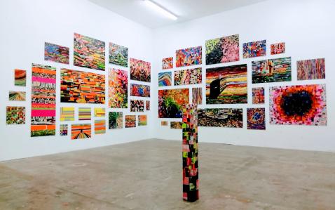 Installation, cut paintings, transformation of paintings