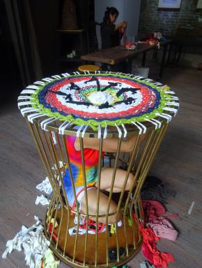 weaving into a cage,  Munan Ancestral temple of the Jian family, OPEN international performance art festival